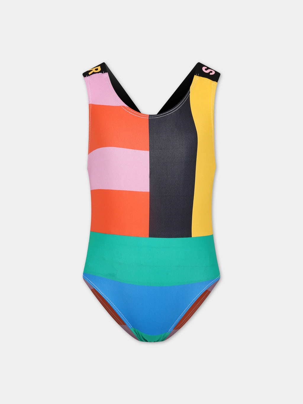 Multicolor swimsuit for girl with logo